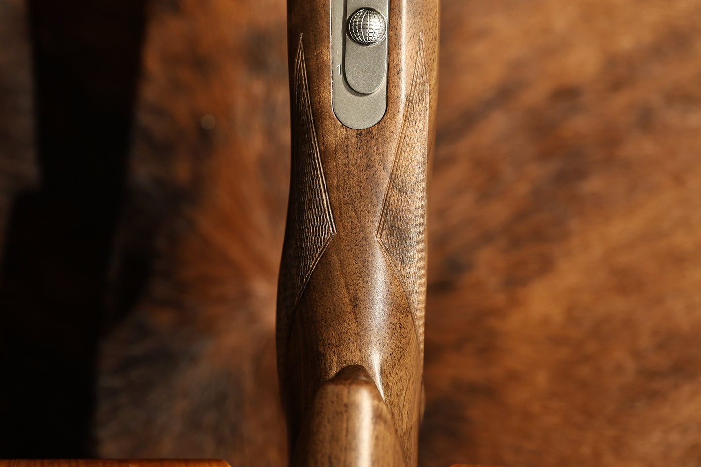close up of bottom of left handed Perazzi MR57 for sale at Berg's Outdoors