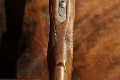 close up of bottom of left handed Perazzi MR57 for sale at Berg's Outdoors