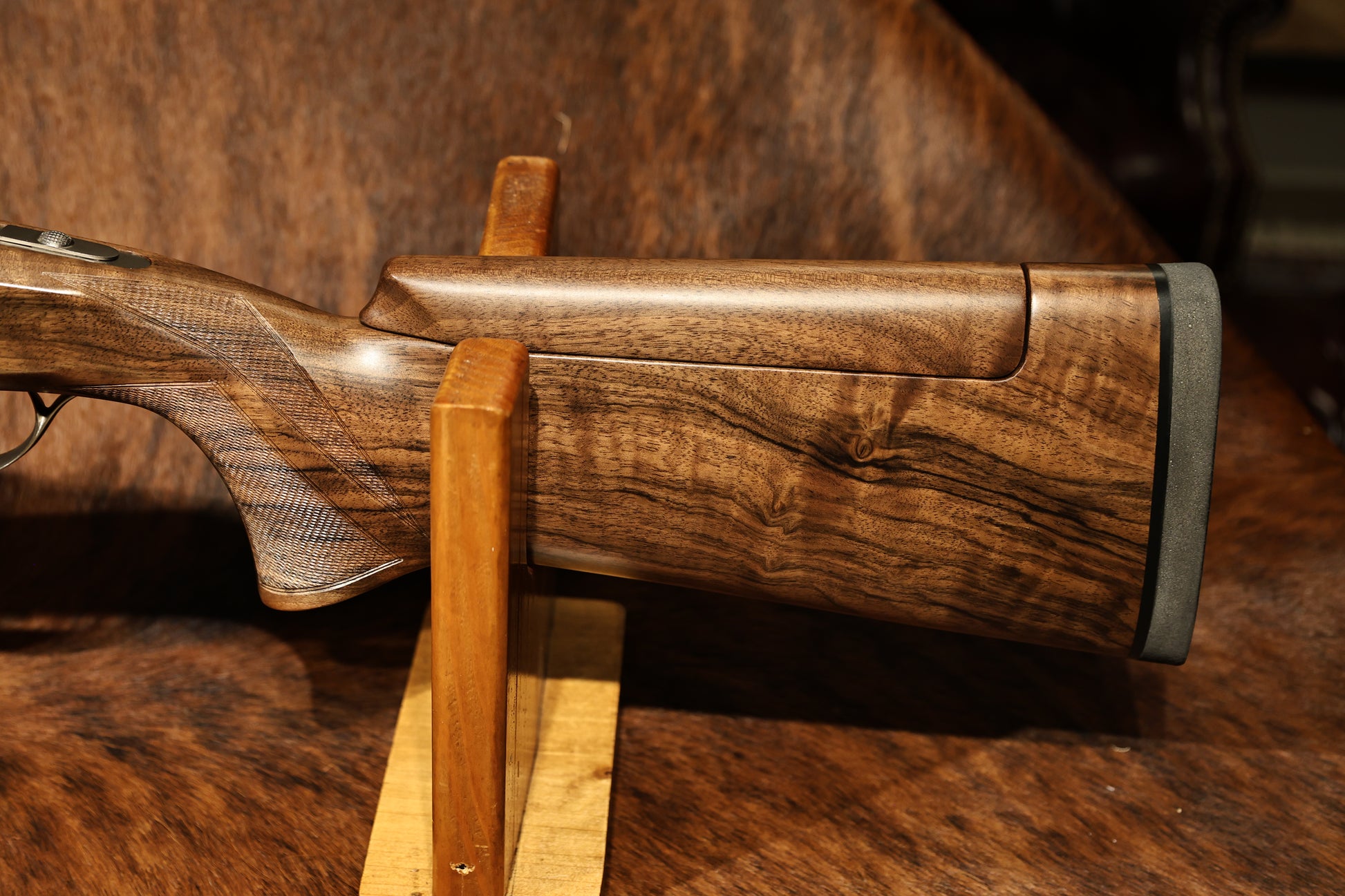 Close up of left handed Perazzi MR57 for sale at Berg's Outdoors